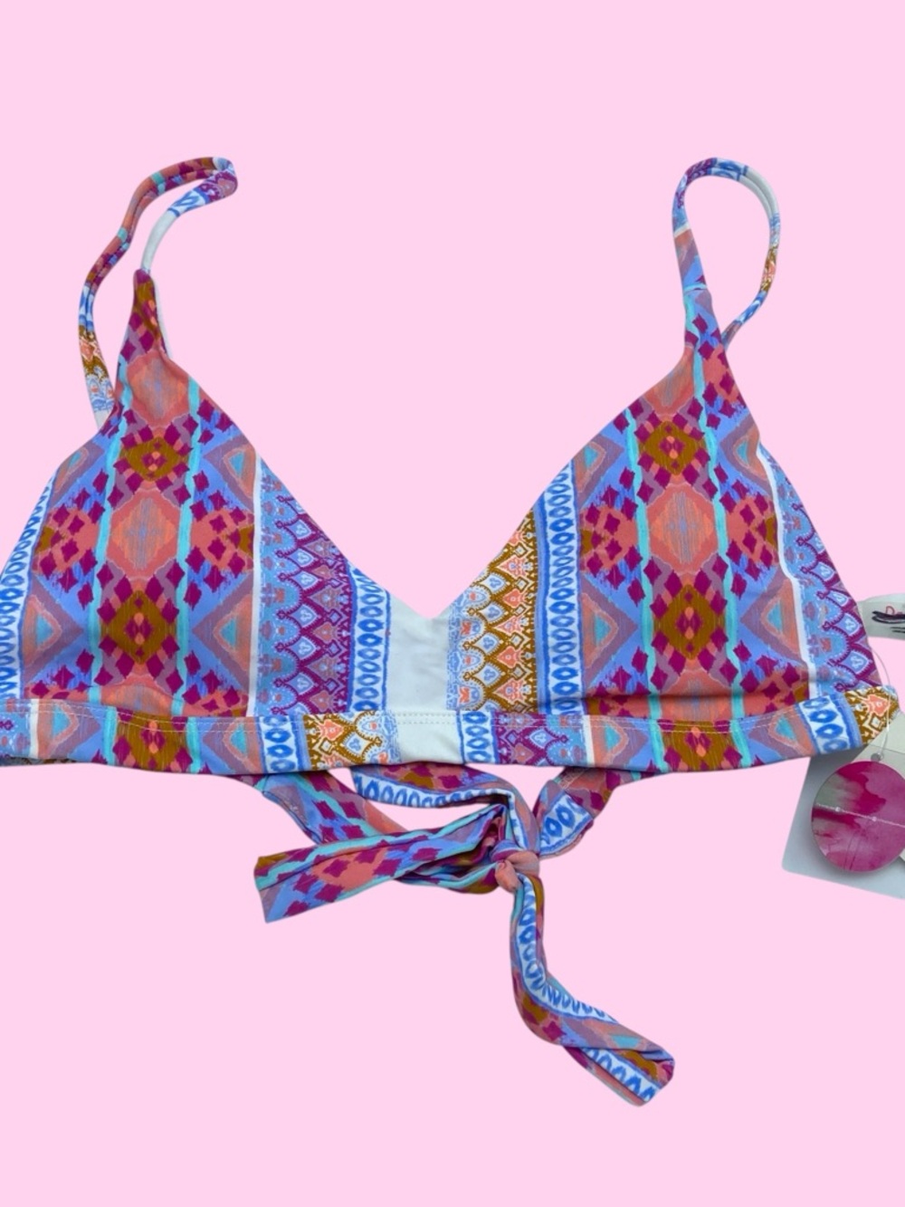 Raisins Multicolor Geometric Triangle Bikini Top - Pink, Blue, Orange